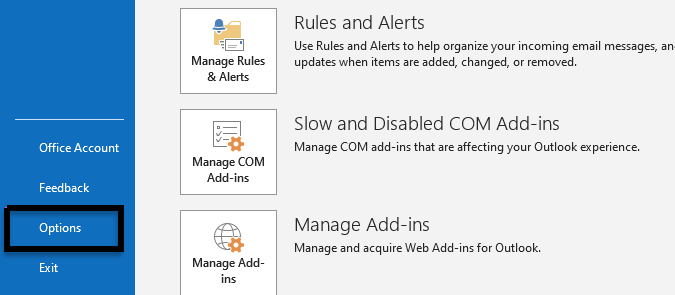 Outlook Options and Mail